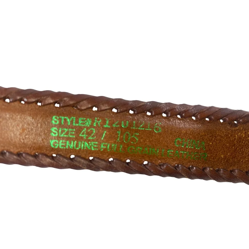 Resistol Mens‎ Brown Leather Western Belt Braided Engraved Buckle 42 R1201216